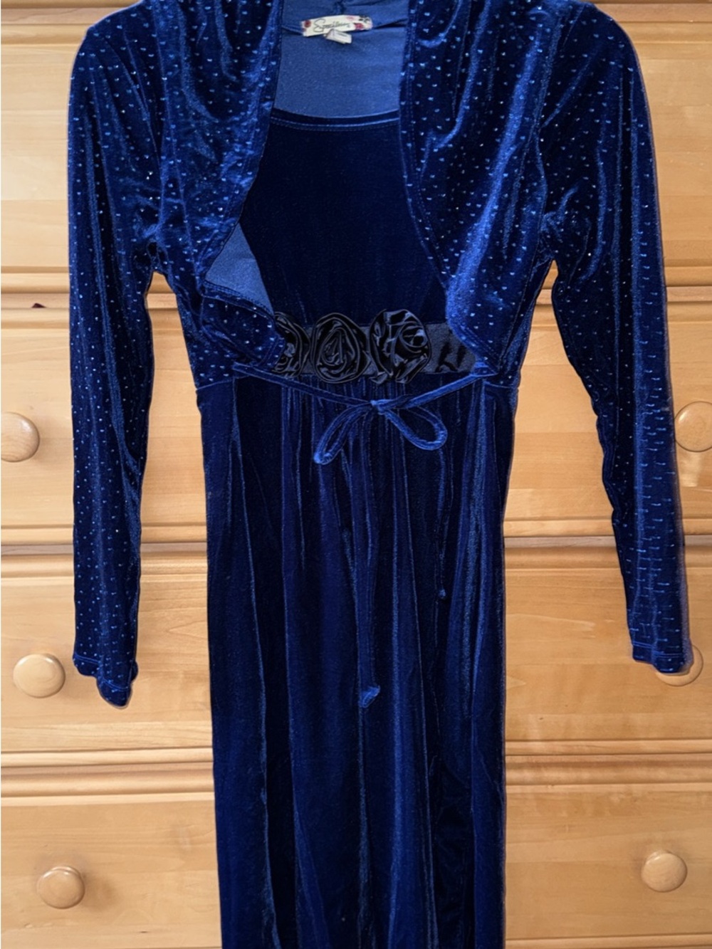 Girls Velvet Navy Blue Dress